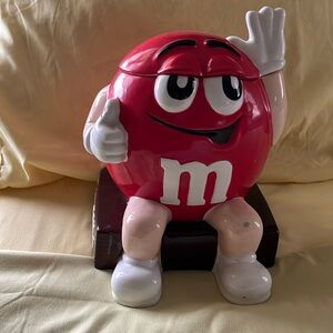 M & M red cookie jar